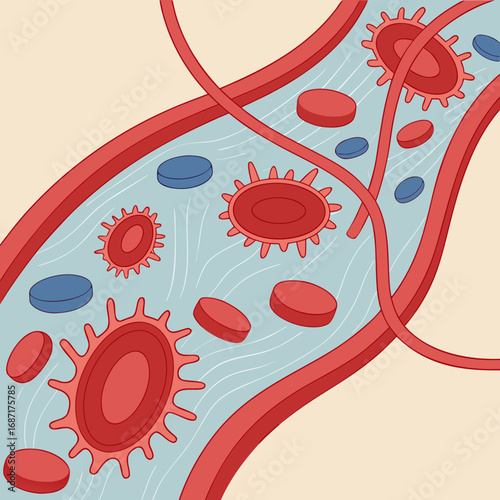 Bloodstream with Cells Illustration