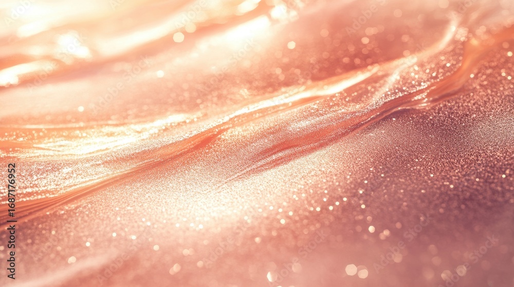 Fototapeta premium Elegant Rose Gold Metallic Gradient with Subtle Sparkling Bokeh Lights - Luxurious Abstract Background