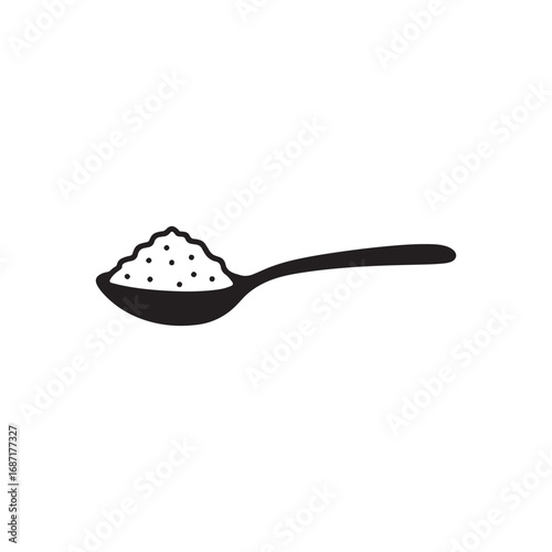 Spoon sugar powder silhouette icon vector flat design.