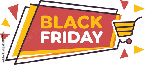 Black Friday text banner vector on transparent background. Black Friday sale