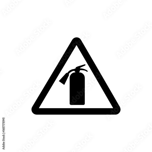 Fire extinguisher safety sign silhouette icon vector flat design.