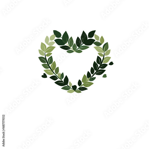 Wallpaper Mural A heart shape formed by an arrangement of green leaves creates a fresh and vibrant decoration, perfect for celebrations, nature themes, or as a symbol of love and care. Torontodigital.ca