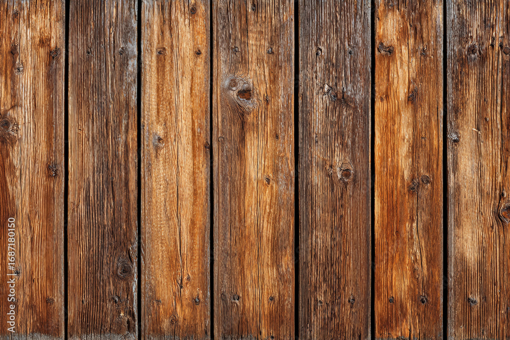 Fototapeta premium Rustic brown wooden planks vertical grain texture background