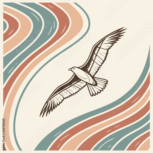 Abstract Freedom Concept with Soaring Bird Art