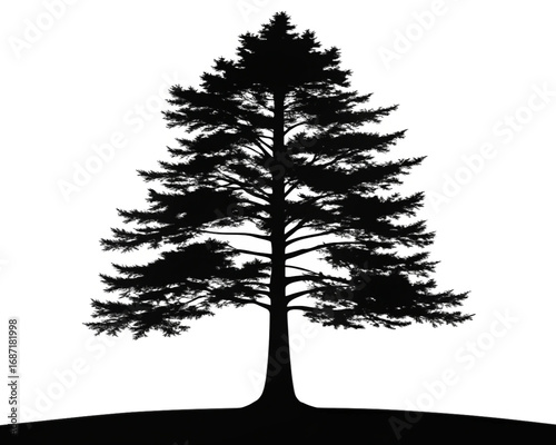 Majestic Pine Tree Silhouette Minimalist Vector Illustration