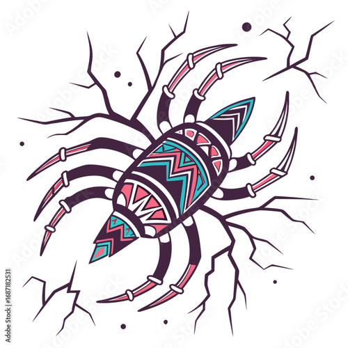 Artistic Spider with Cracked Background Design