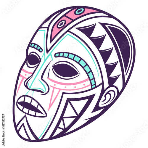 Ornate Tribal Mask Vector Illustration