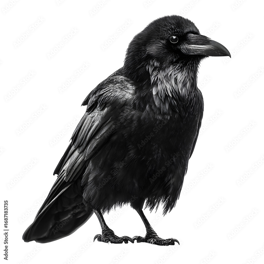Fototapeta premium realistic Halloween Raven on transparent background isolated PNG