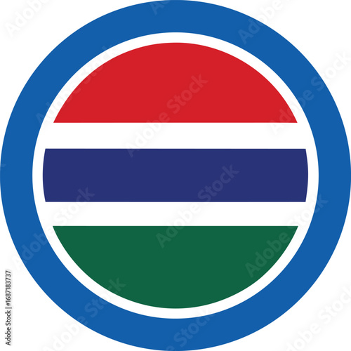 Free Download round icon of gambia national flag with red blue green stripes - GFXLoad