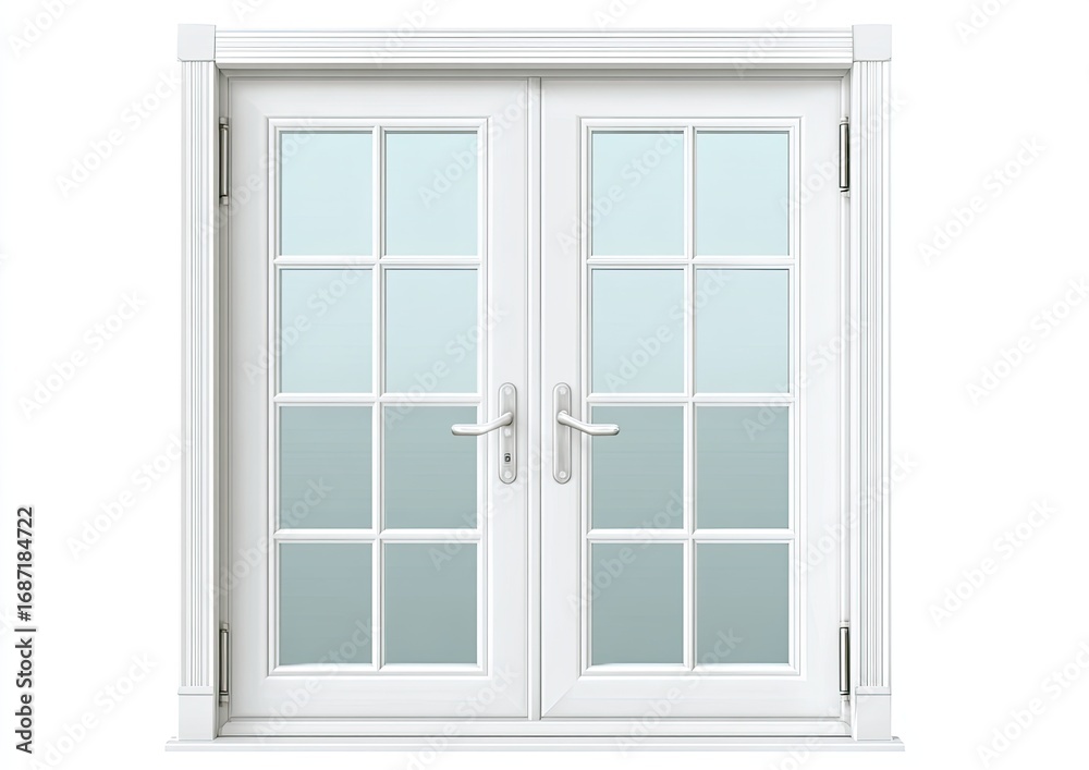 Fototapeta premium White double doors with frosted glass panes