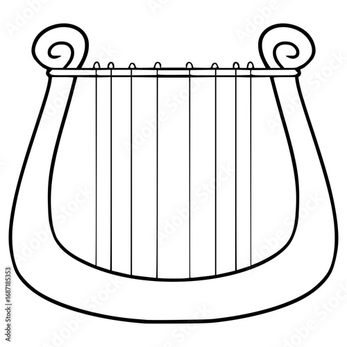 Harp illustration hand drawn outline vector