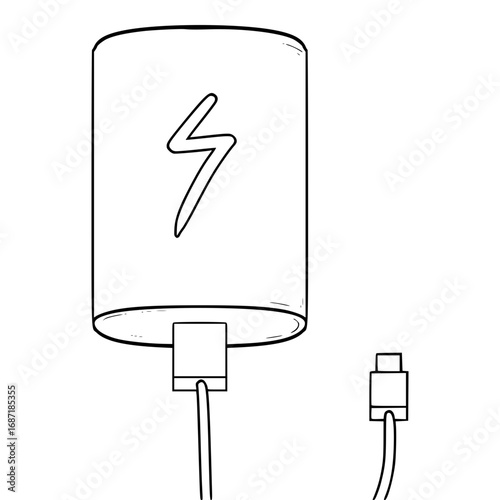 power bank illustration hand drawn outline vector