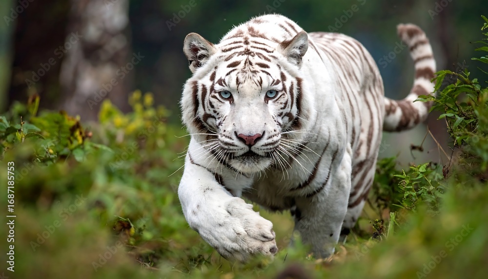 Naklejka premium White tiger in a forest