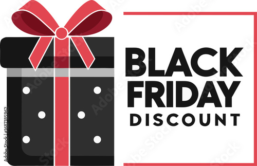 Black Friday Gift box banner and sale vector