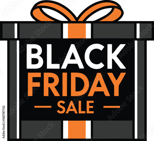 Black Friday Gift box banner and sale vector