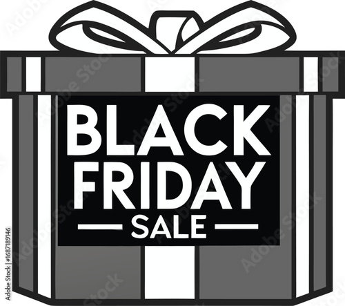 Black Friday Gift box banner and sale vector