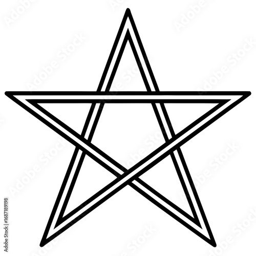 Pentagram Star Symbol, a Line Art Icon of Wicca, Paganism, and Magic