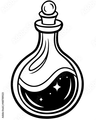 Magic Potion Bottle Icon, a Fantasy Elixir and Alchemy Vector