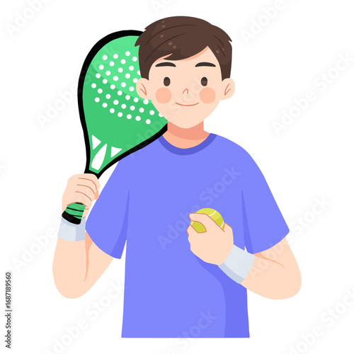 Padel Man Character Vector Illustration.eps