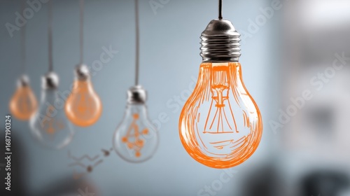 glowing ideas hanging bright orange