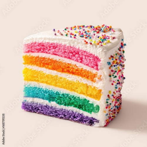 Rainbow layer cake slice