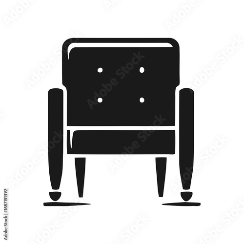 Monochromatic Armchair Silhouette: A simple and stylish silhouette of a modern armchair, offering a clean and minimalist aesthetic, ideal for various design projects.