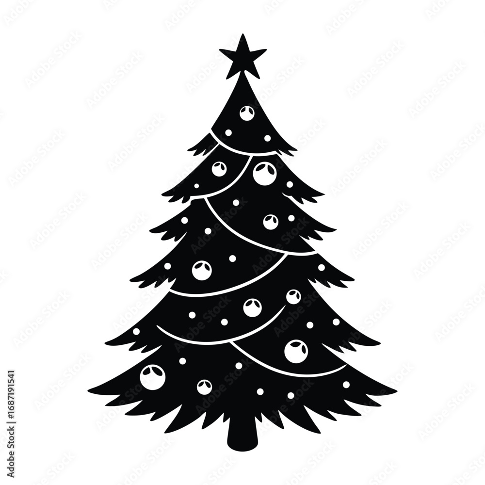 Fototapeta premium decorated christmas tree vector art