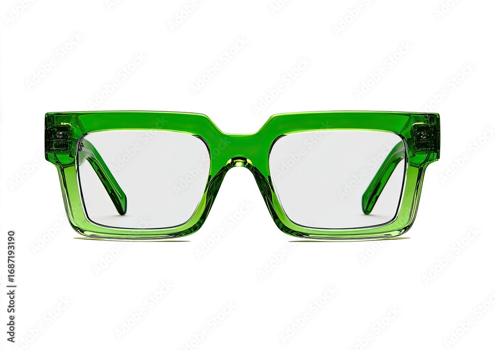 Fototapeta premium Bright green, square eyeglasses