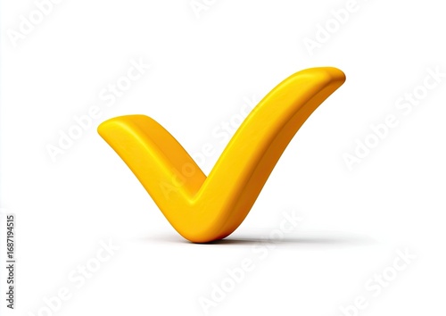 Bright, 3D yellow checkmark against white