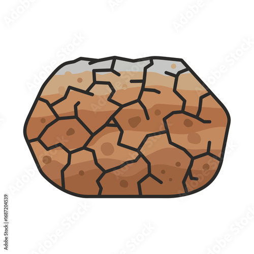 Cracked and dry earth, showing layers of soil.