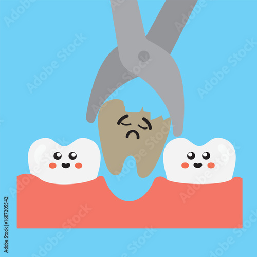 Cartoon tooth extraction illustration