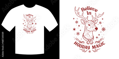 Holiday Magic Reindeer with "Believe In Holiday Magic" Lettering

