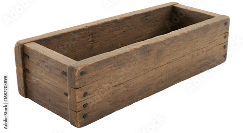 FARMING - Rectangular rustic wooden planter box with a weathered finish, perfect for gardening and home decor