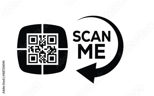 QR code scan icon set. Scan me frame. QR code scan for smartphone. QR code for mobile app, payment and identification. Vector illustration.