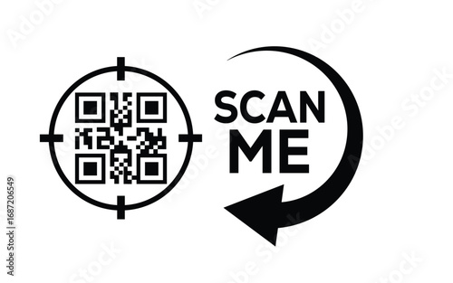 QR code scan icon set. Scan me frame. QR code scan for smartphone. QR code for mobile app, payment and identification. Vector illustration.