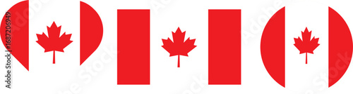 Canada flag PNG vector. Canada Square and round, Canada wavy flag digital vector illustration.
