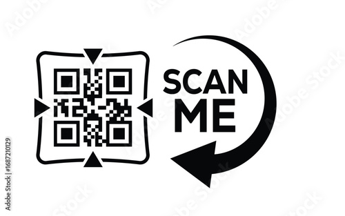 QR code scan icon set. Scan me frame. QR code scan for smartphone. QR code for mobile app, payment and identification. Vector illustration.