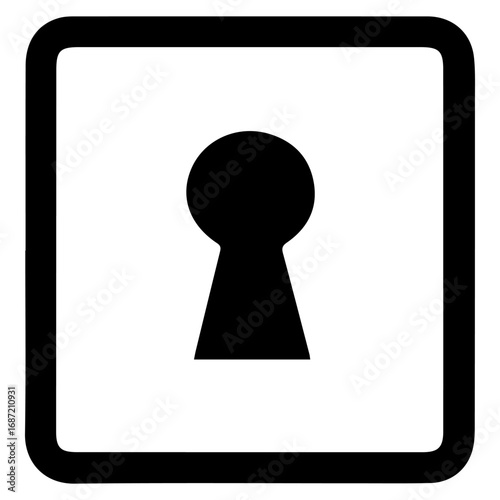 A black and white image of a keyhole with a keyhole on the left side of the image