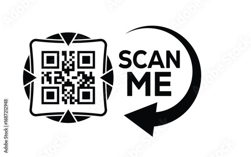 QR code scan icon set. Scan me frame. QR code scan for smartphone. QR code for mobile app, payment and identification. Vector illustration.