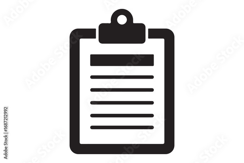 Simple checklist clipboard silhouette icon minimalist vector illustration isolated on white background