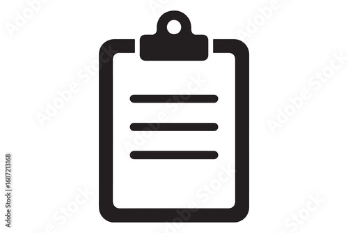 Simple checklist clipboard silhouette icon minimalist vector illustration isolated on white background