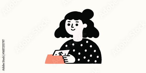 A woman thoughtfully reviews her finances, delicately holding a folder filled with financial documents, illustrating responsible money management.