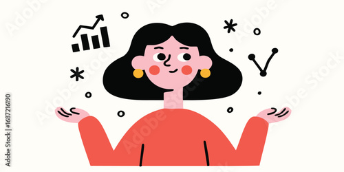 An animated woman contempla...