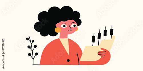 A female trader carefully a...