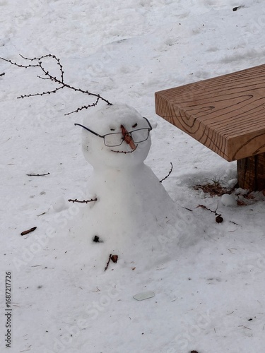 Smiling Snowman on the Bench (Sapporo)