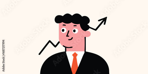 A stylish individual with a graph of upward trend. The person's expression exudes optimism and forward progress.