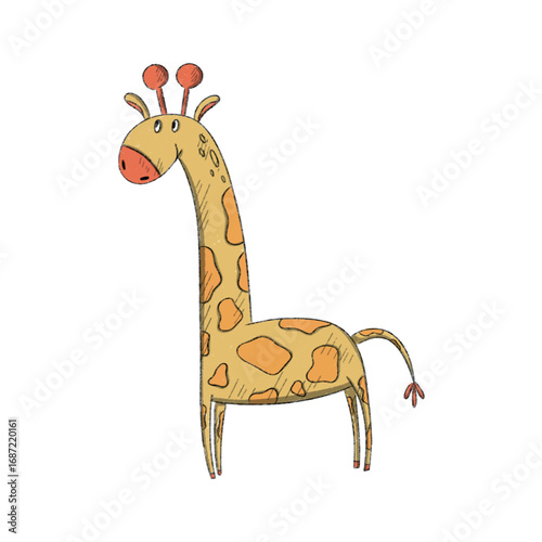 english illustrated alphabet letter G giraffe