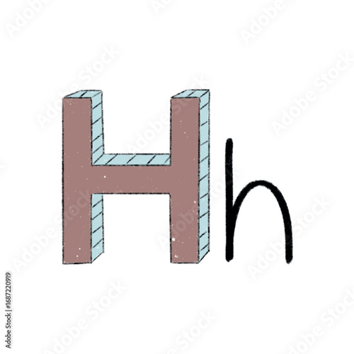 english illustrated alphabet letter H