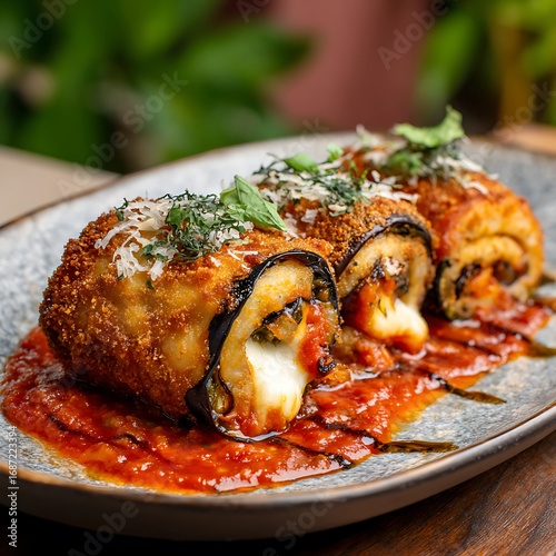Eggplant Rollatini with Melted Cheese and Tomato Sauce – Italian Cuisine Close-Up