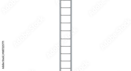 FARMING - Straight metal ladder isolated on black background, vertical climbing tool for construction and maintenance projects